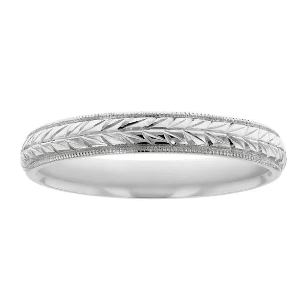 Wedding Band with Wheat Engraving