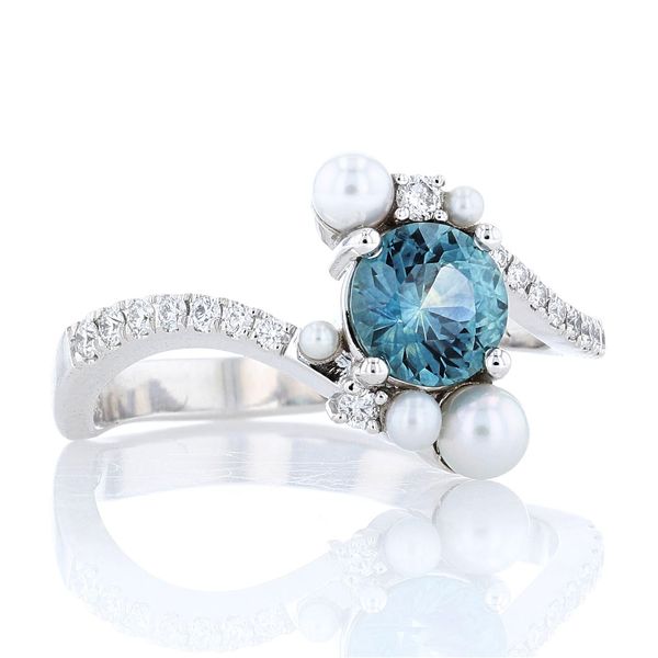 Teal Montana Sapphire and Pearl Ring